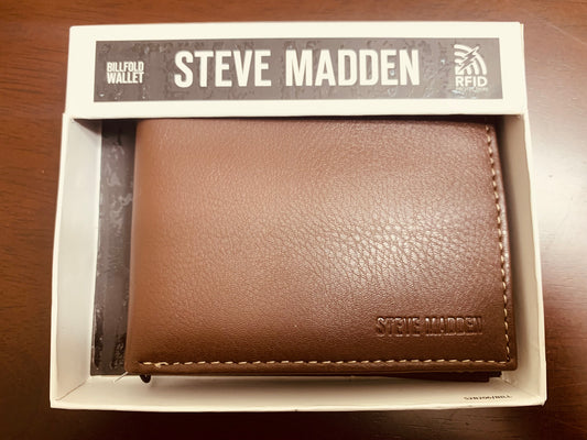 STEVE MADDEN MEN’S GENUINE LEATHER BIFOLD WALLET WITH RFID PROTECTION